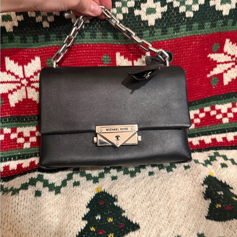 Michael Kors Black Leather Chain Shoulder Bag